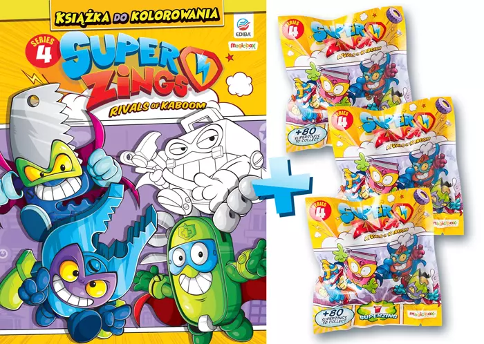 Super Zings. Seria 4. Książka do kolorowania + figurki - Książki