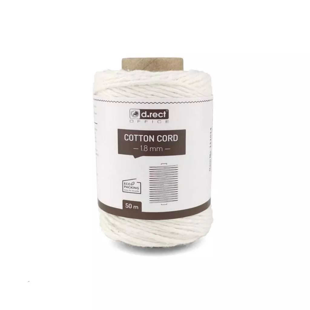 Sznurek bawełniany 1,8mm 50m biały D.RECT - Papiernicze i szkolne