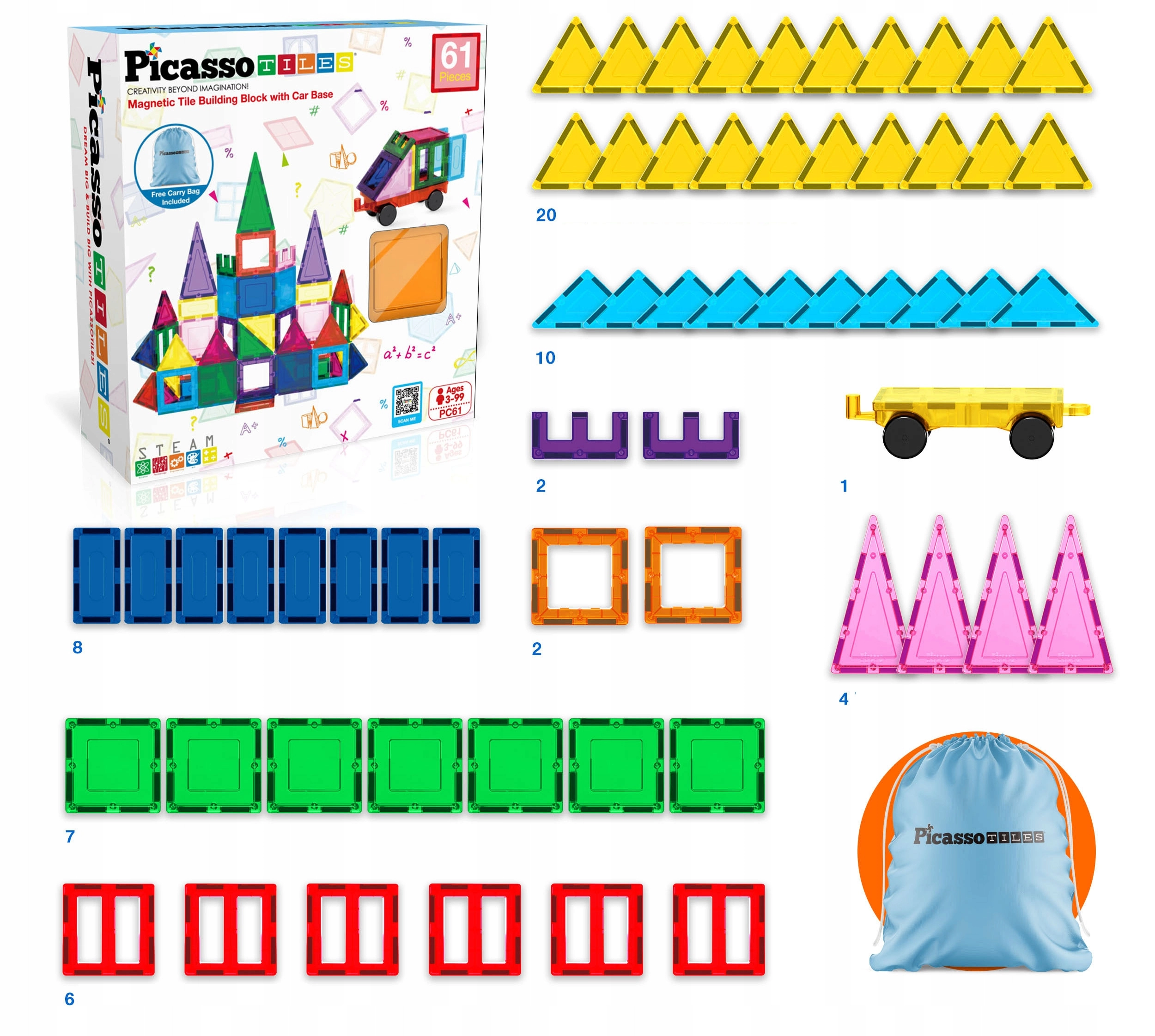 Klocki rurki EDUKACYJNE 3D MAGNETYCZNE konstrukcyjne kulki dla dzieci 61 el - Zabawki