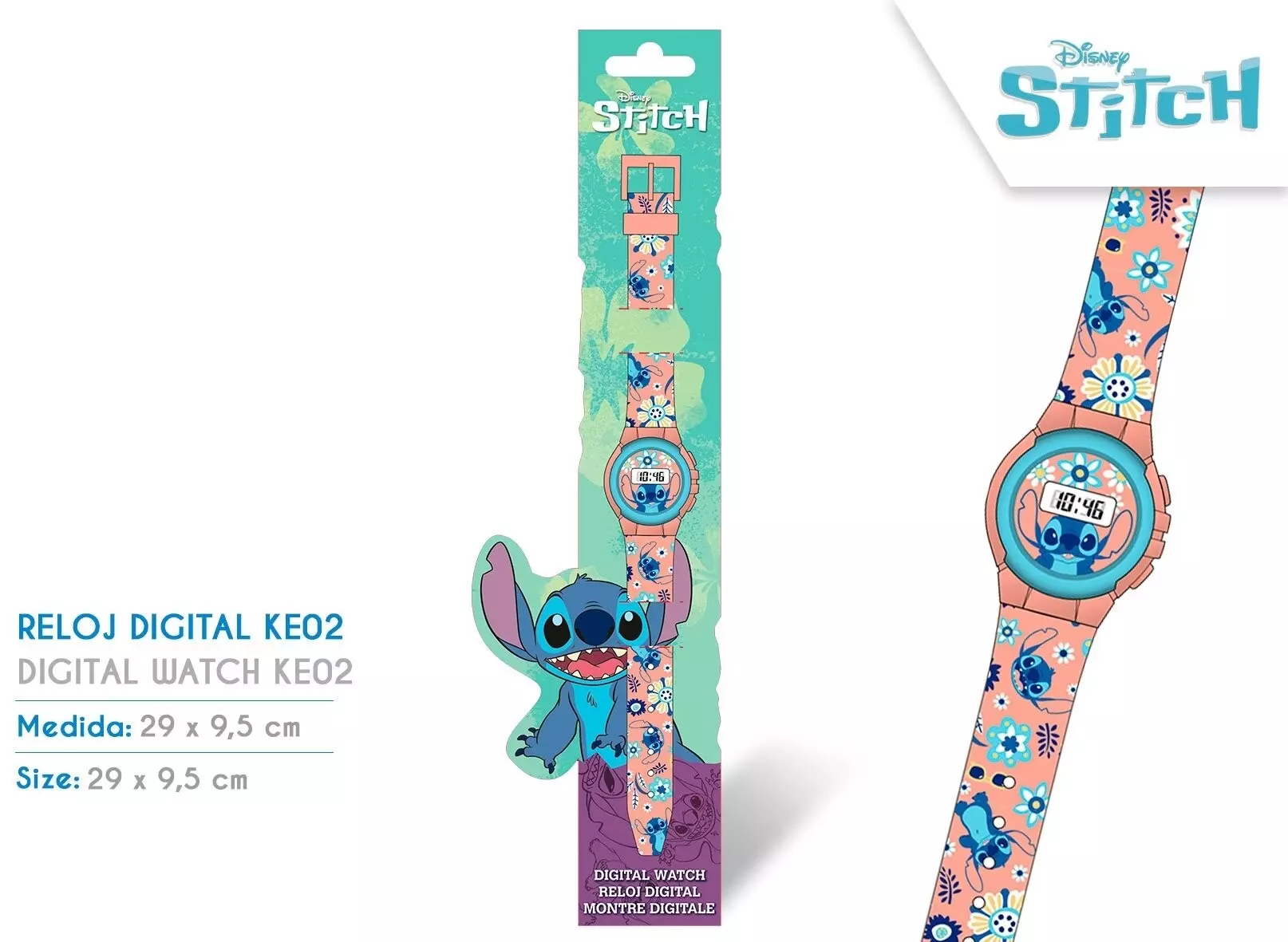 Zegarek cyfrowy KE02 ECO Stich (bez plastikowego opakowania) LAS4072 Kids Euroswan - Zabawki