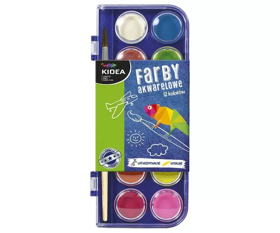 Farby akwarelowe 12 kolorów - Papiernicze i szkolne