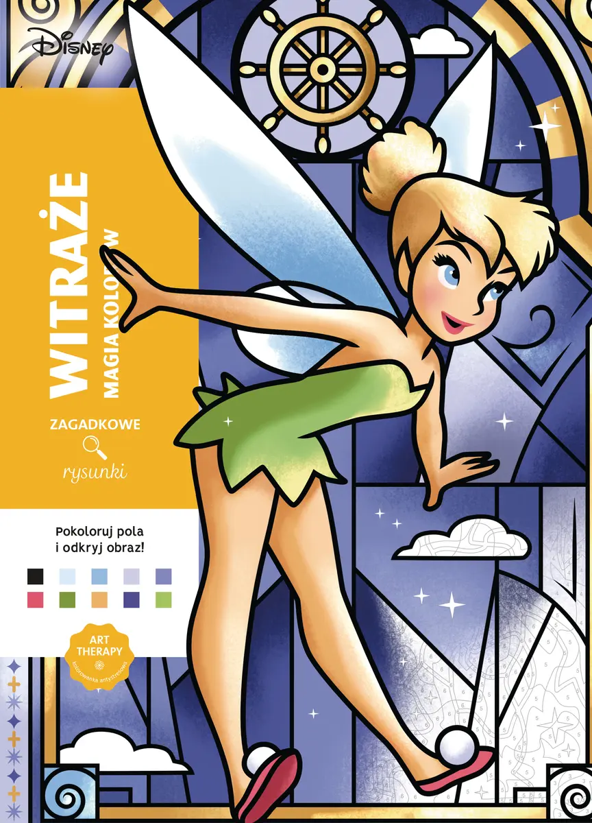 Art therapy. Kolorowanka antystresowa. Disney. Witraże. Magia kolorów. Zagadkowe rysunki - Książki