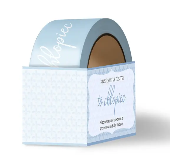 Taśma do pakowania prezentów na Baby shower. To chłopiec - Papiernicze i szkolne