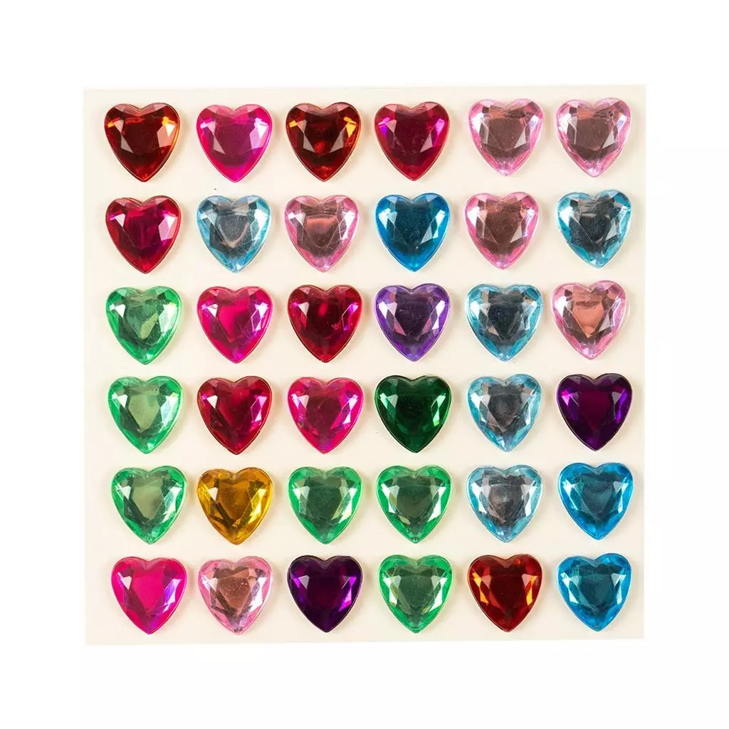 Kryształowe serduszka samoprzylepne 36szt - Papiernicze i szkolne