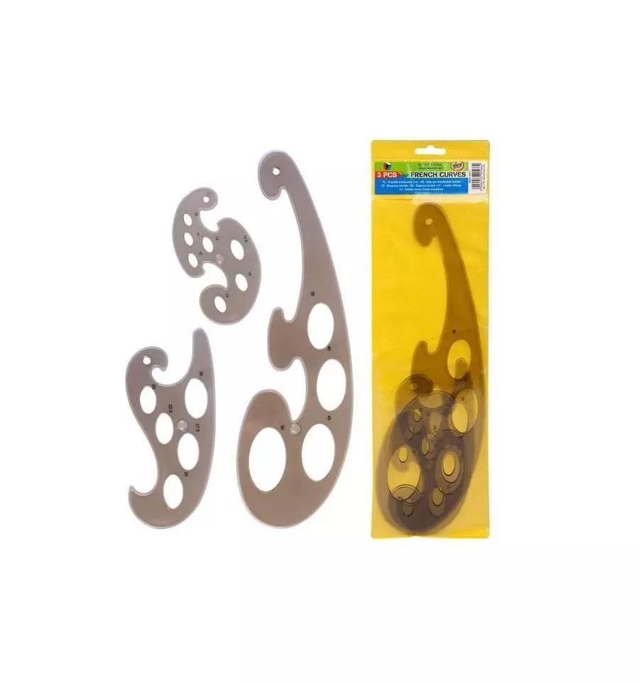 Krzywiki kreślarskie, 3 elementy - Papiernicze i szkolne