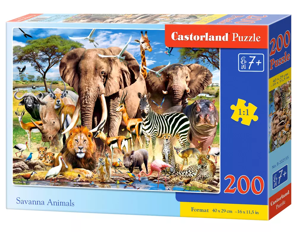 Puzzle 200 elementów. Zwierzęta sawanny
