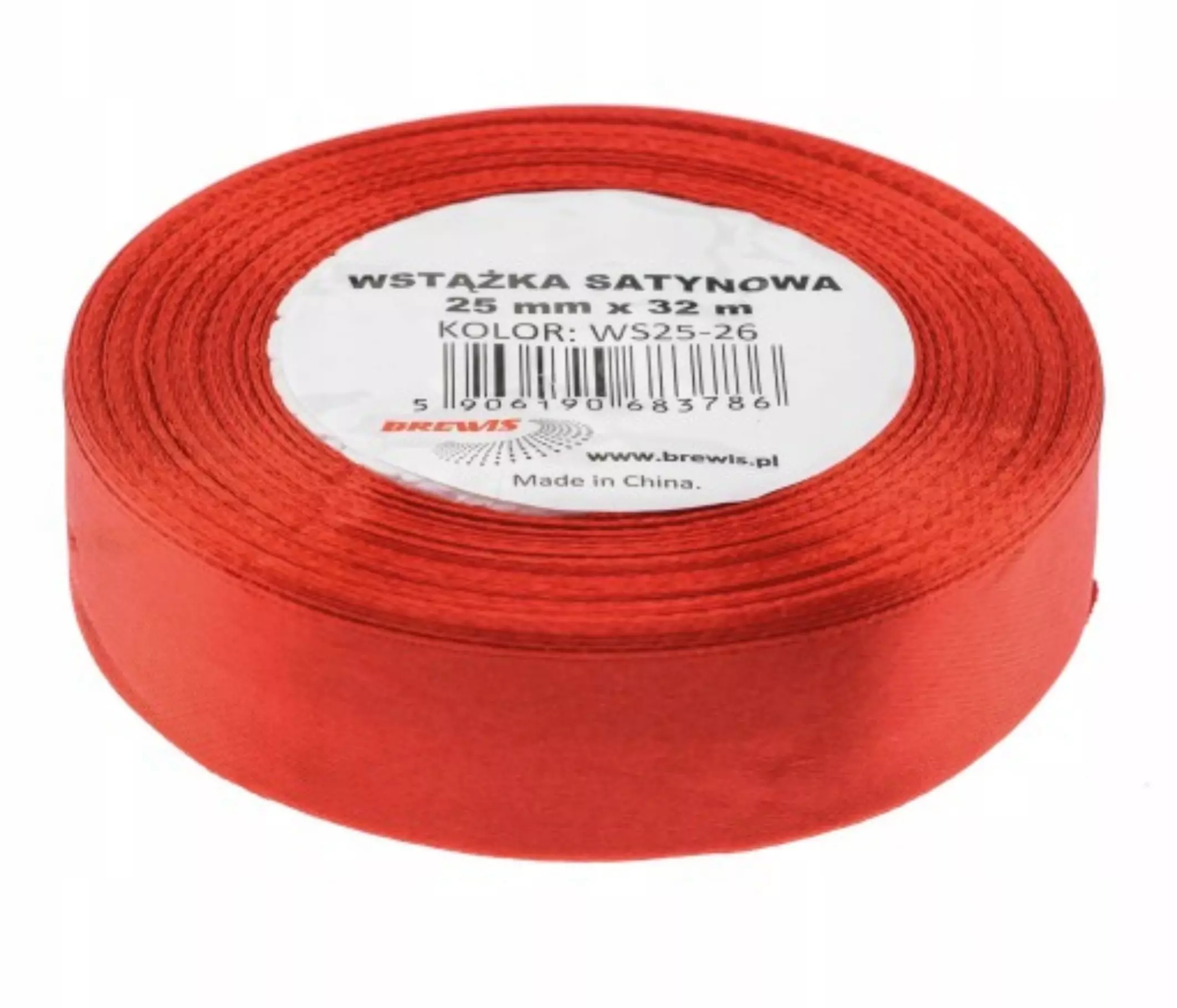 Wstążka satynowa czerwona 25mmx32m - Papiernicze i szkolne