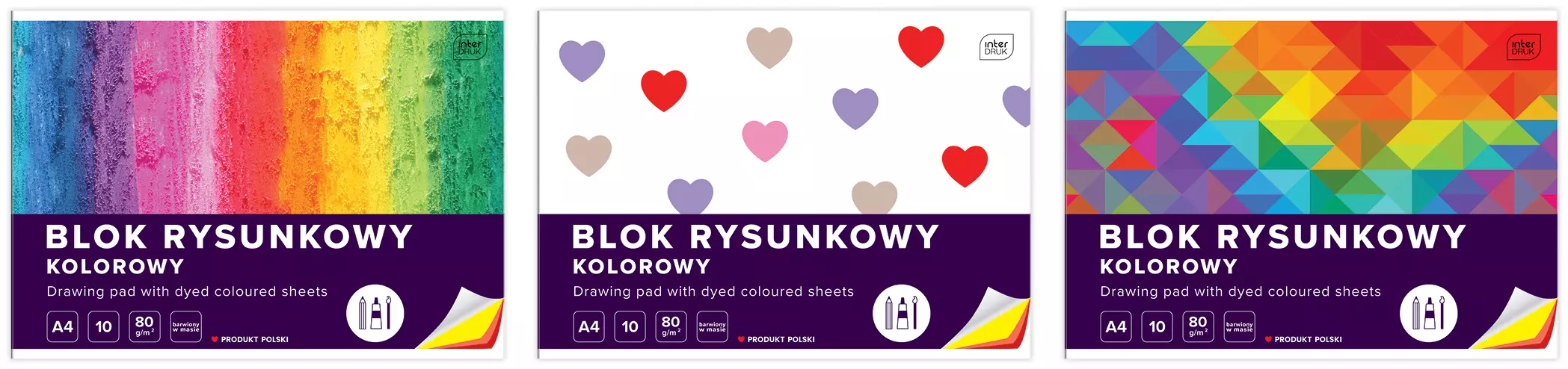Blok rysunkowy A4 kolorowy, mix wzorów - Papiernicze i szkolne