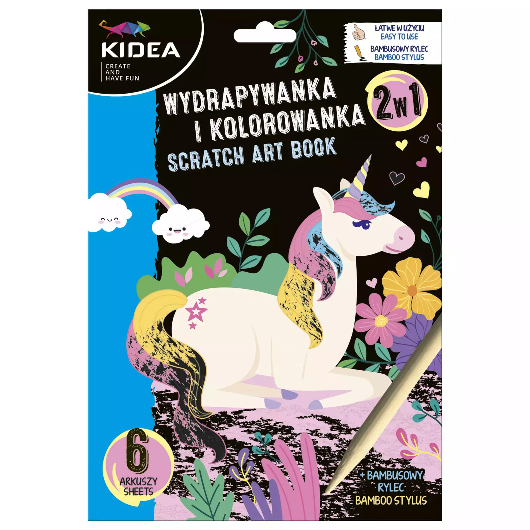 Wydrapywanka 180x260 Malowanka Jednorozec Kidea - Zabawki