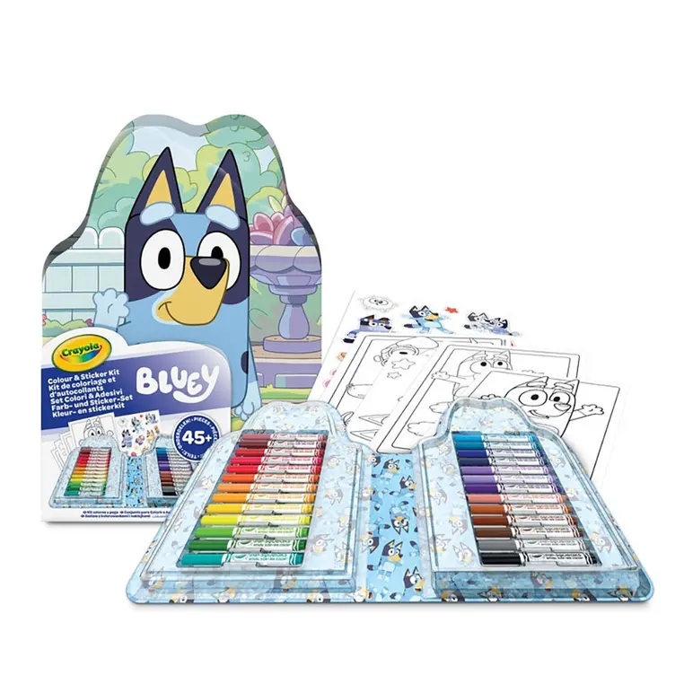 Crayola Zestaw artystyczny (kolorowanki dla dzieci, naklejki i flamastry) 47 el. Bluey 4+ - Papiernicze i szkolne