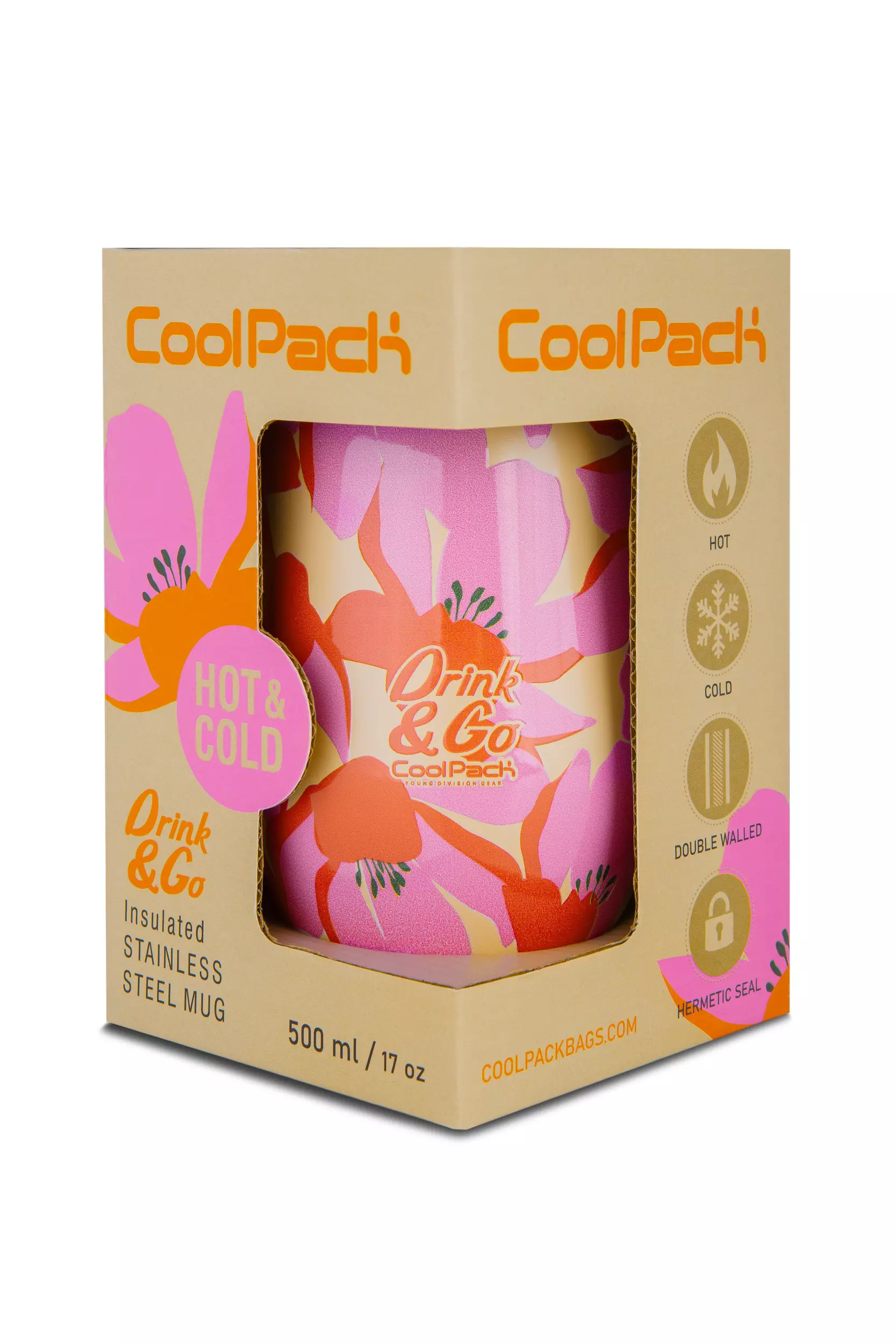 Kubek termiczny 500ml Coolpack coffee mug miss flores rosa - Papiernicze i szkolne