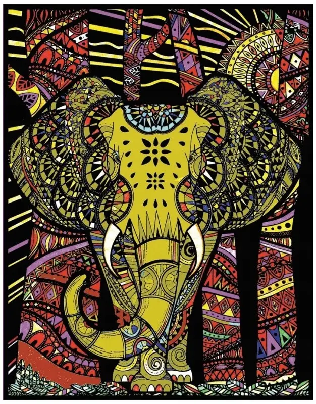 Kolorowanka welwetowa ColorVelvet Słoń Indyjski 47x35 cm - Książki