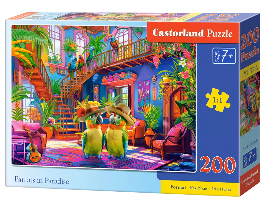 Puzzle 200 elementów. Papugi na wakacjach