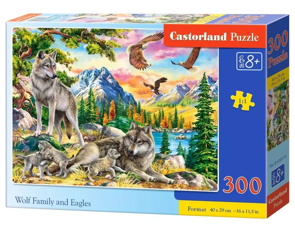 Puzzle 300 elementów. Wolf Family and Eagles