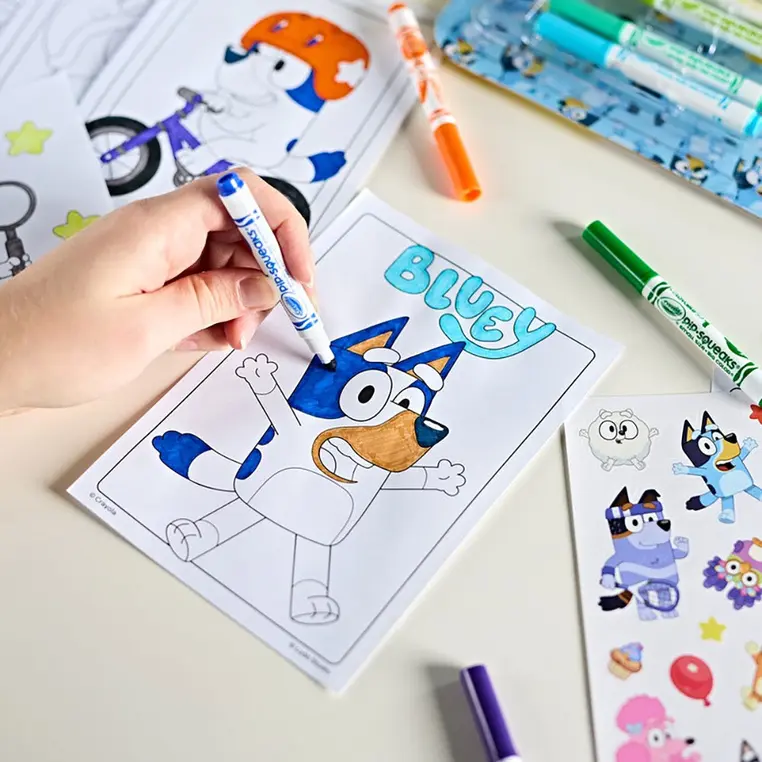 Crayola Zestaw artystyczny (kolorowanki dla dzieci, naklejki i flamastry) 47 el. Bluey 4+ - Papiernicze i szkolne