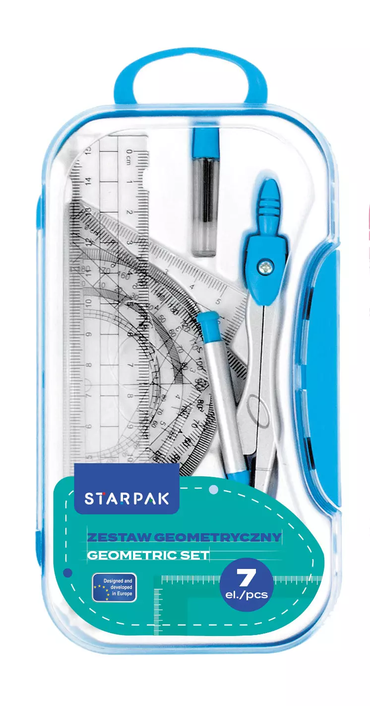 Zestaw Szkolny Geometryczny 7el. niebieski Starpak 560248 - Papiernicze i szkolne