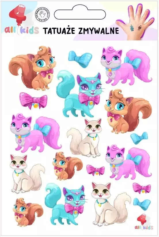 Tatuaże zmywalne dla dzieci Wesołe kotki - Papiernicze i szkolne