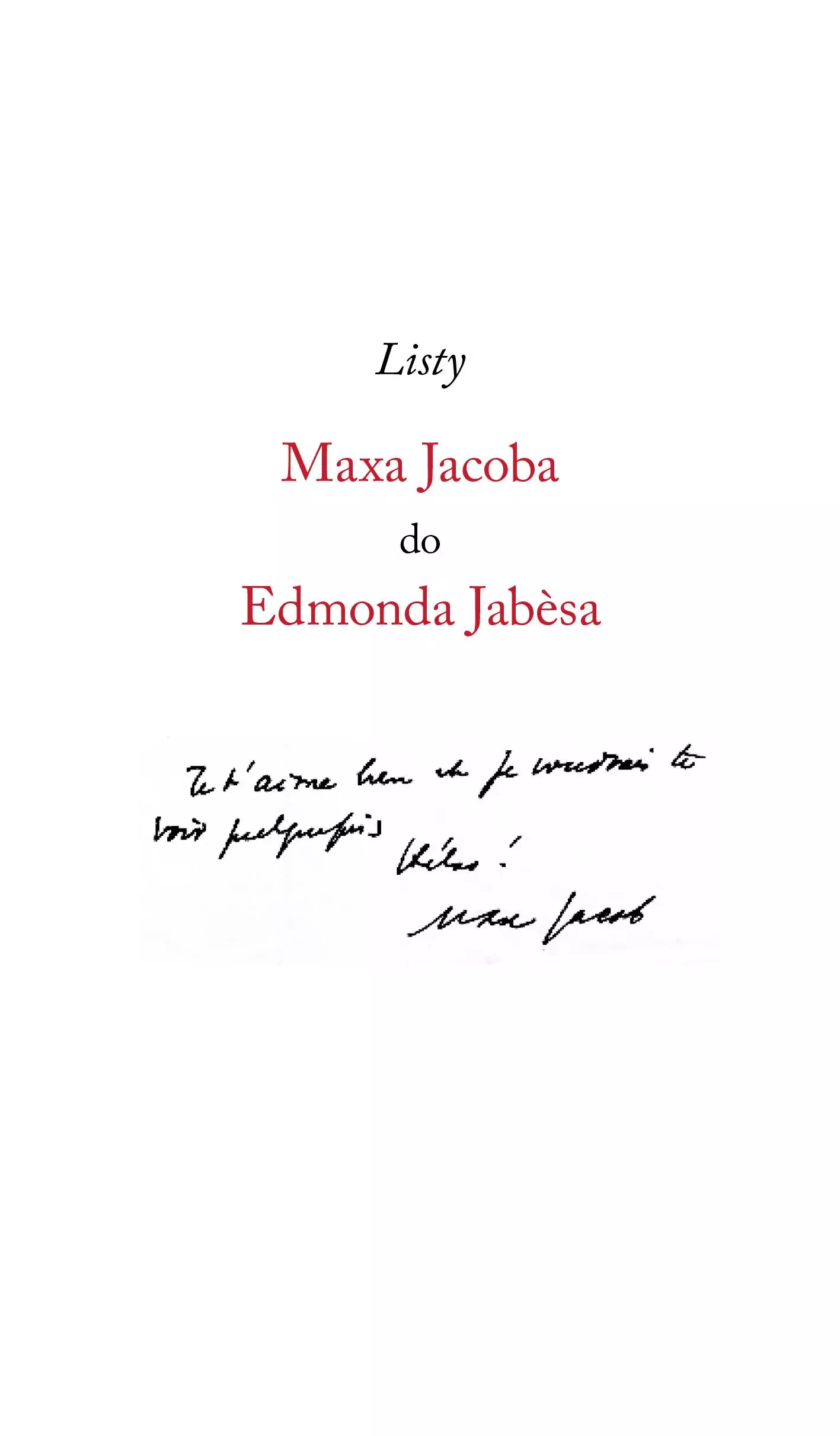 Listy Maxa Jacoba do Edmonda Jabesa
