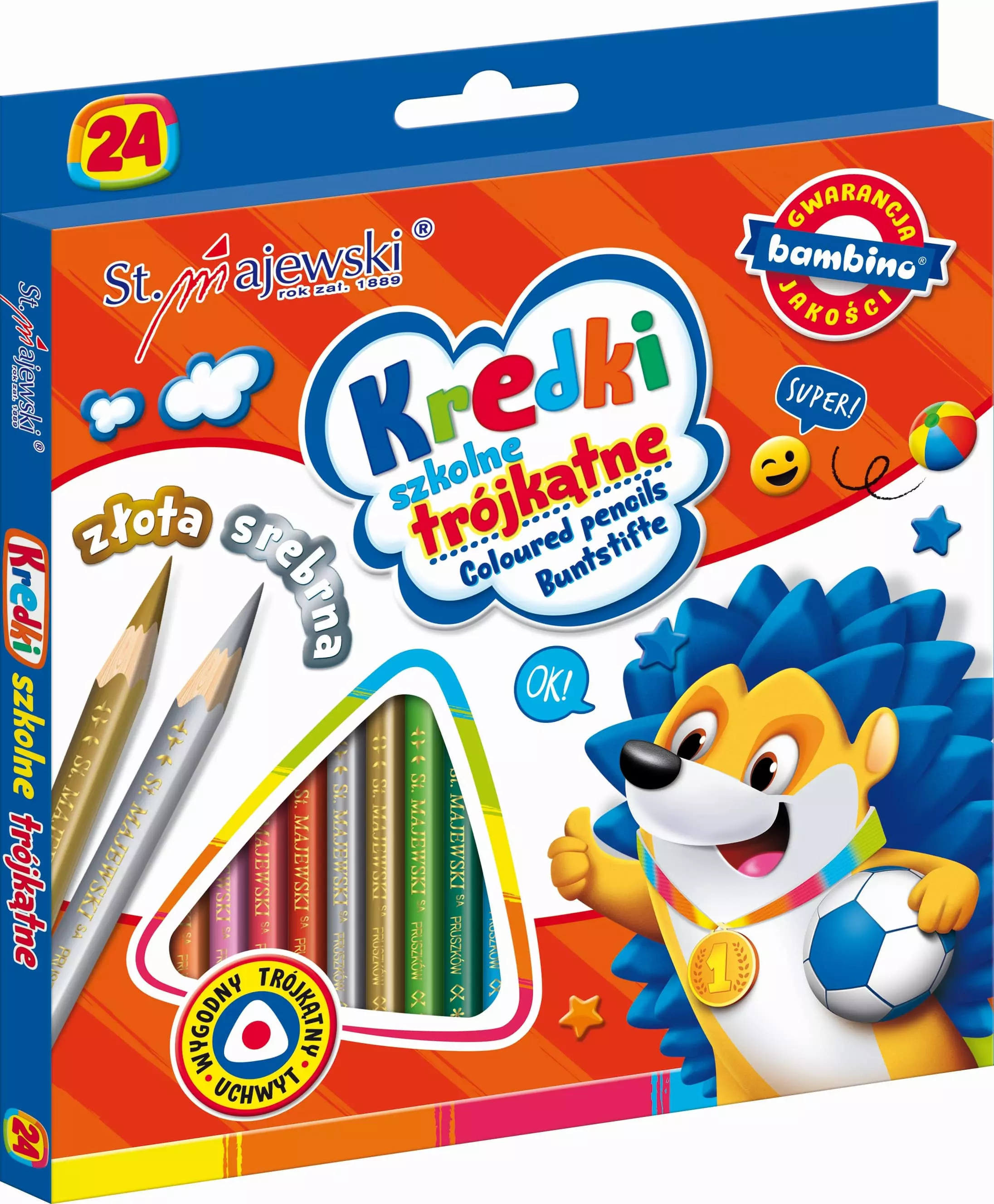 Kredki szkolne, Bambino trójkątne 24 kolory - Papiernicze i szkolne