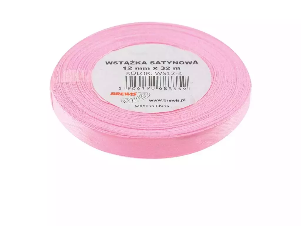 Wstążka satynowa jasna różowa 12mmx32m - Papiernicze i szkolne