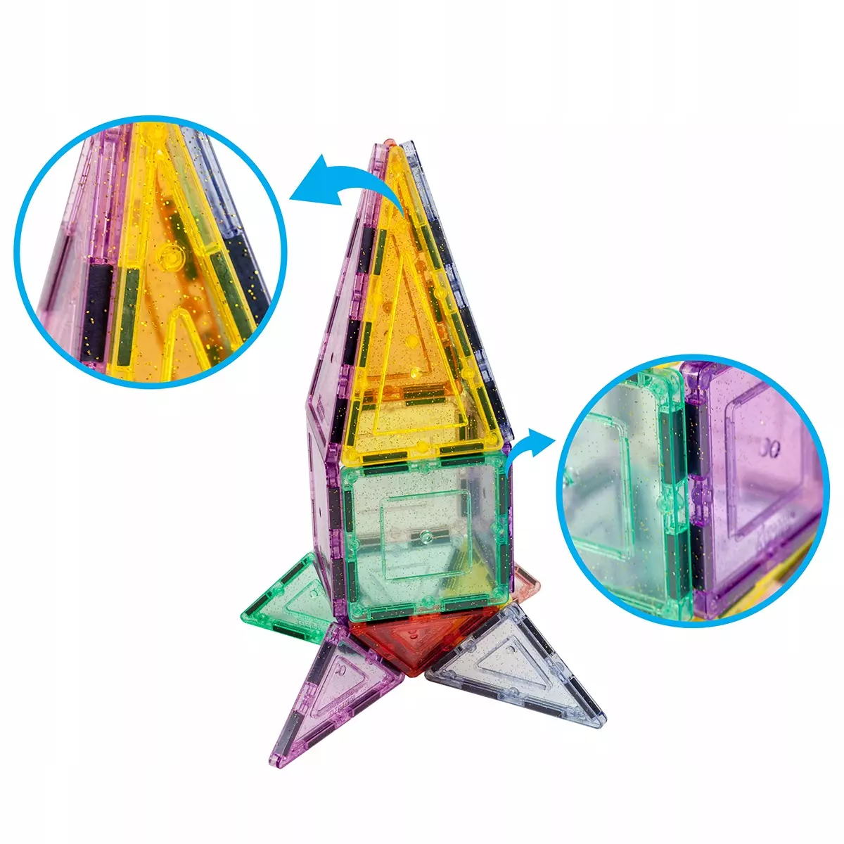 Klocki magnetyczne konstrukcyjne 48el Picasso Tiles duże EDUKACYJNE dzieci - Zabawki