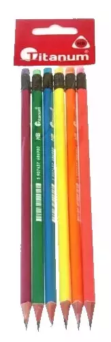 Ołówek HB z gumką. Neon (6 sztuk) - Papiernicze i szkolne