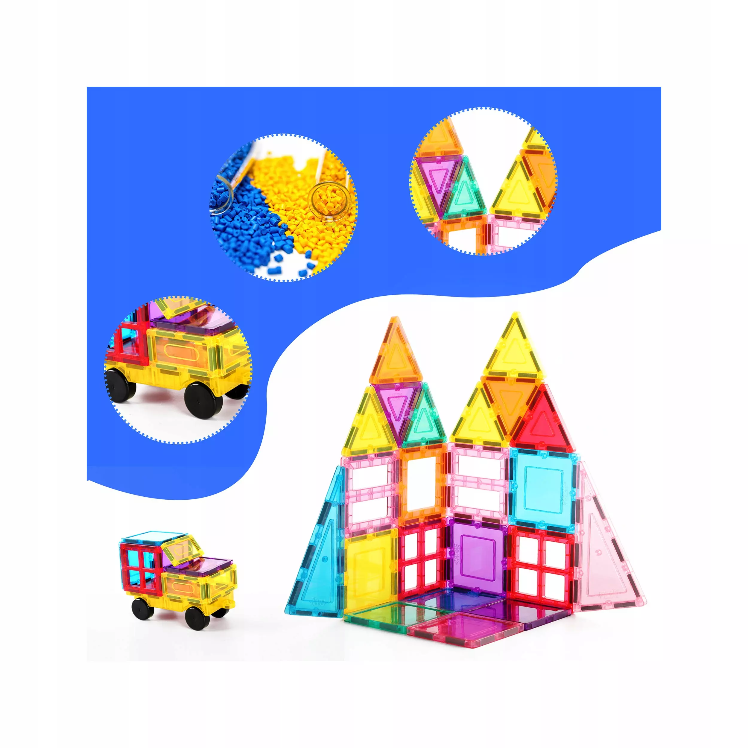 Klocki rurki EDUKACYJNE 3D MAGNETYCZNE konstrukcyjne kulki dla dzieci 61 el - Zabawki