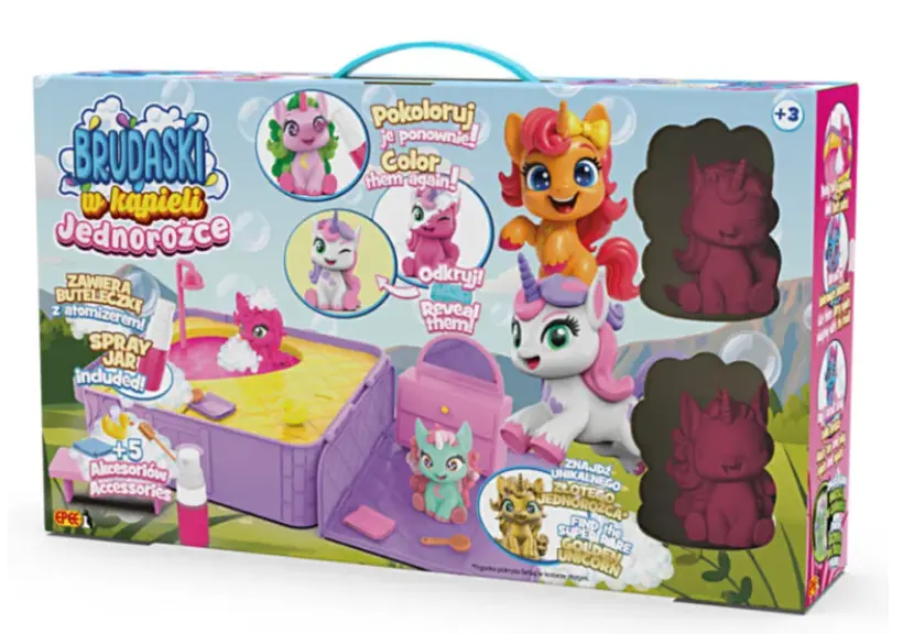 Brudaski w kąpieli. Jacuzzi. 2 jednorożce + błotko + 5 akcesoriów - Zabawki